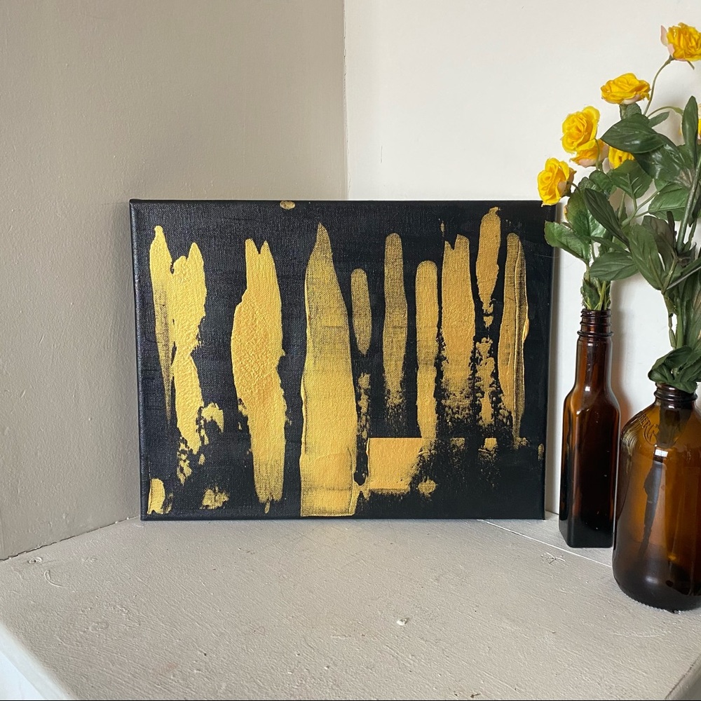 Abstract art painting black and gold - Picture 2 of 4